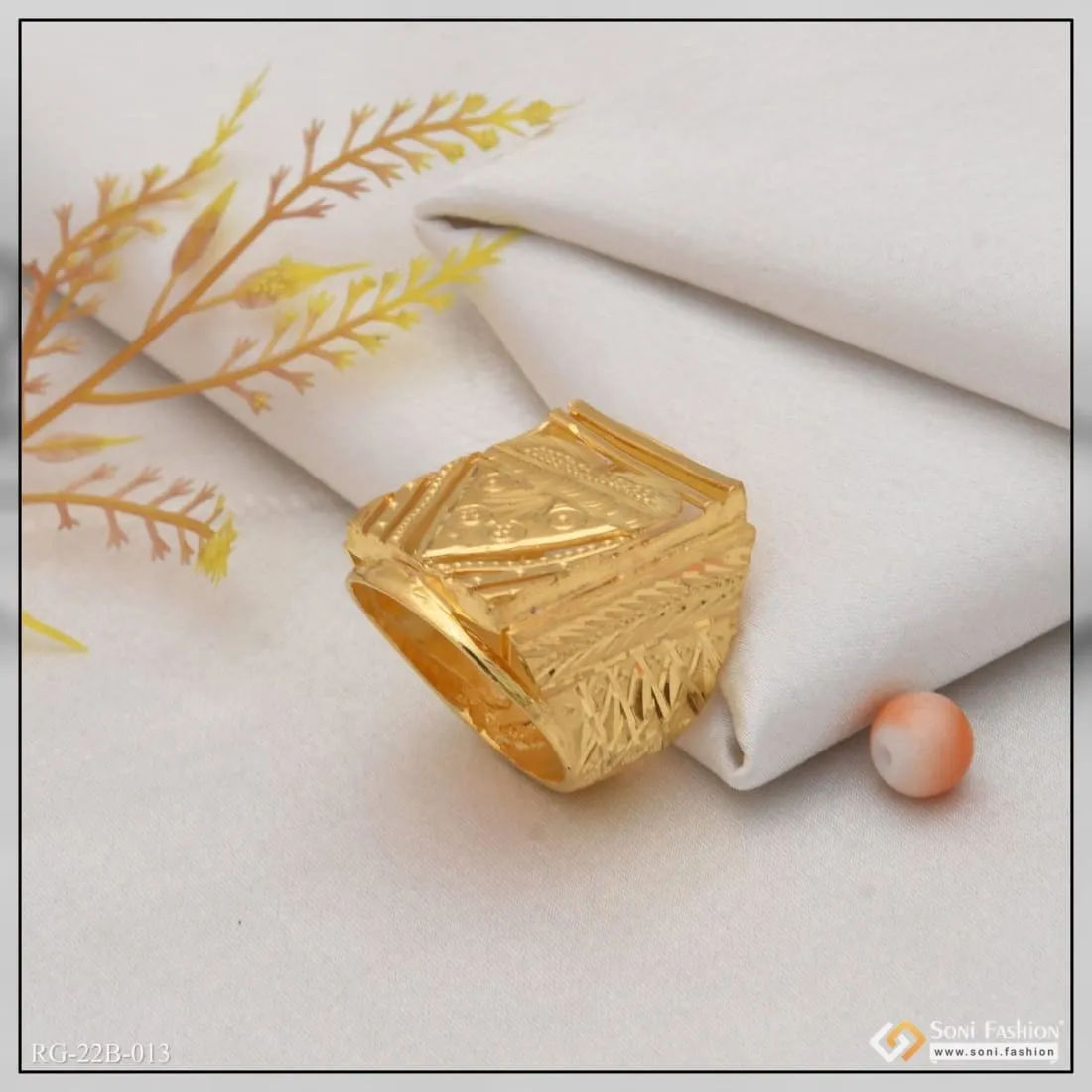 1 Gram Gold Forming Heart Best Quality Attractive Design Ring for Men - Style B013