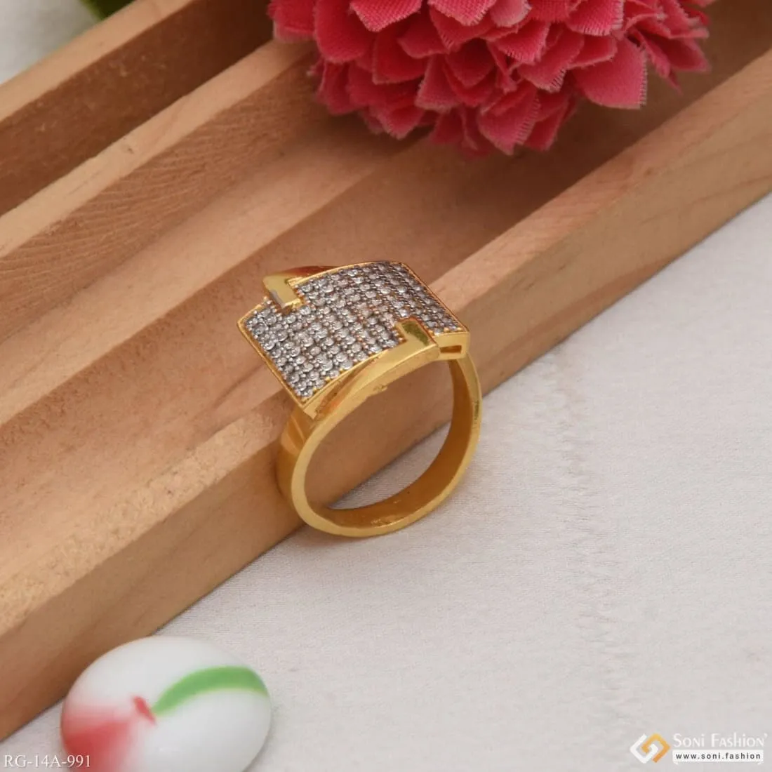 1 Gram Gold Forming Streamlined Design Superior Quality Ring for Men - Style A991