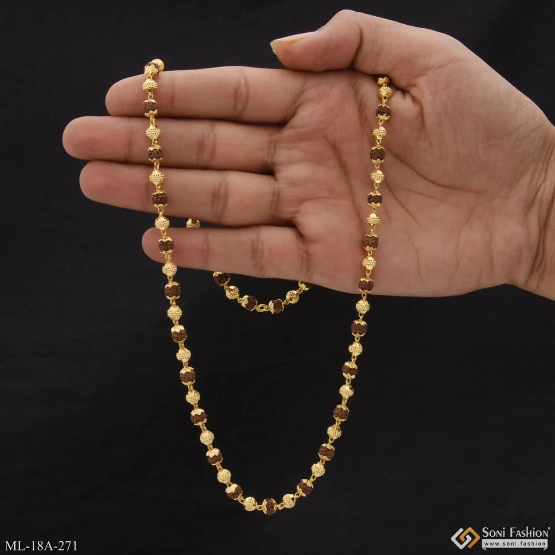 1 Gram Gold Forming Superior Quality High-Class Design Mala for Men - Style A271