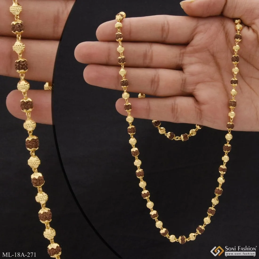 1 Gram Gold Forming Superior Quality High-Class Design Mala for Men - Style A271