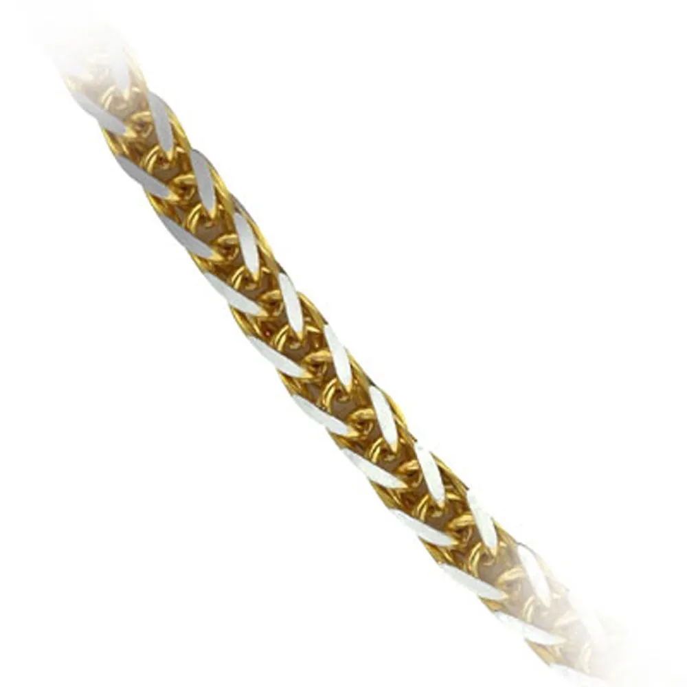 14k Yellow and White 2-Tone Gold Italian Wheat Chain 1.24mm wide 19.5 inch long