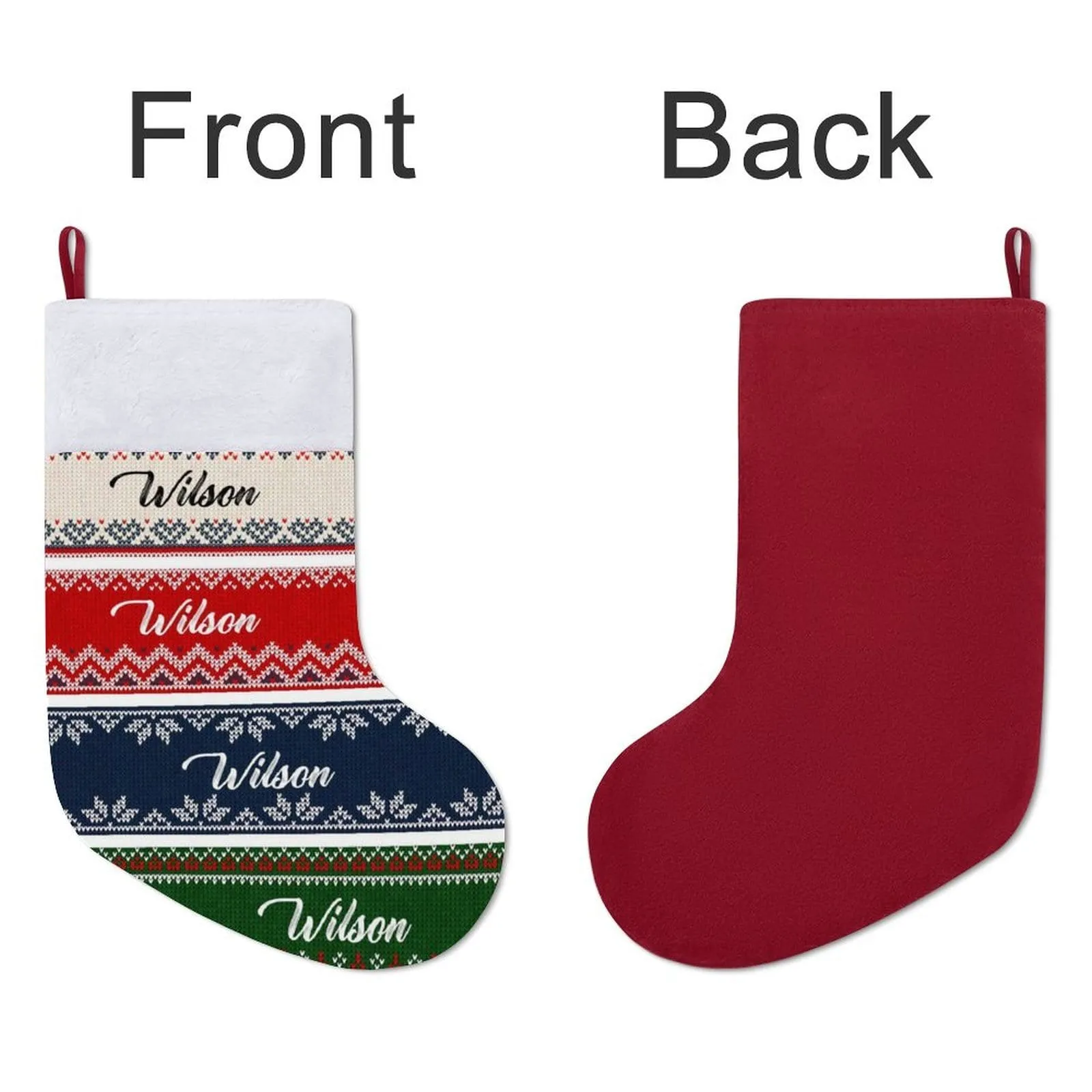 16.5in(L) Super Size-Custom Name Color Pattern Christmas Stocking