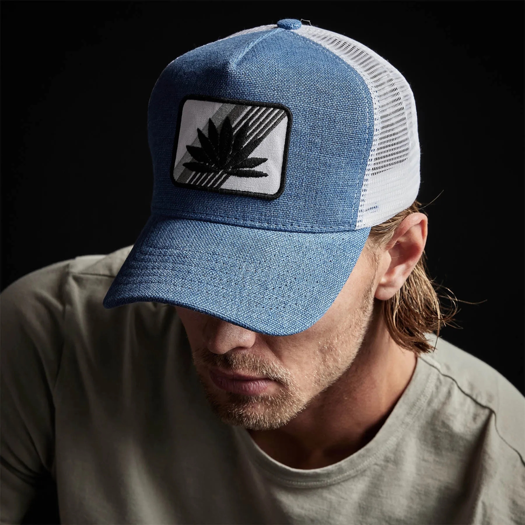 Agave Patch Linen Trucker Hat - Denim