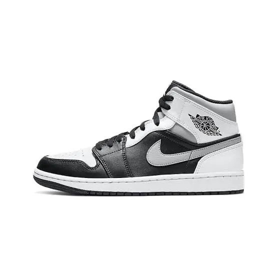 Air Jordan 1 Mid White Shadow Black White Light Smoke Grey