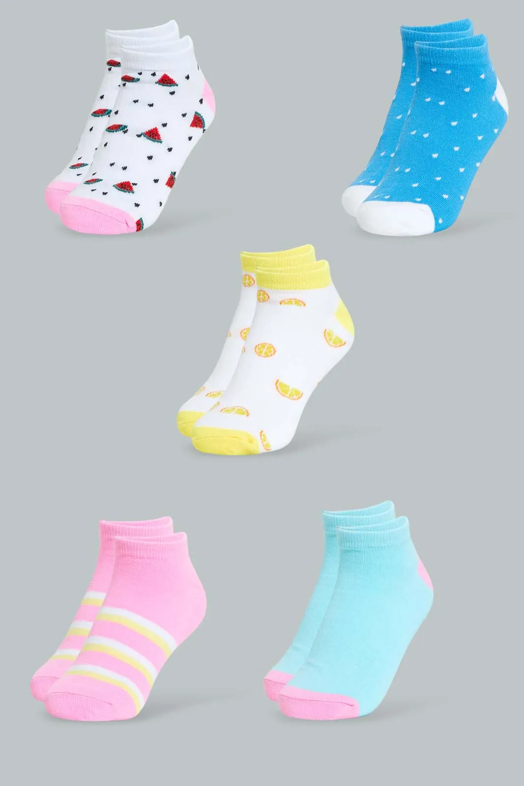 Assorted Printed Ankle Sock For Women (Pack of 5)