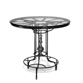 Asti Bar Table  in Iron Leaded Crystal Details Glass Top by Luna Bella