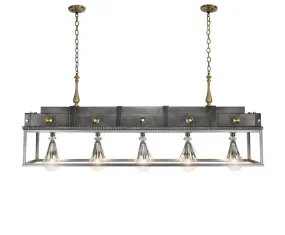 Bandol Chandelier Hand Painted Iron Glass Panel and Solid Brass Details by Theresa Costa, Luna Bella