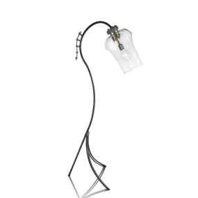 Berlin Floor Lamp with Glass Shade and Iron Base by Theresa Costa, Luna Bella