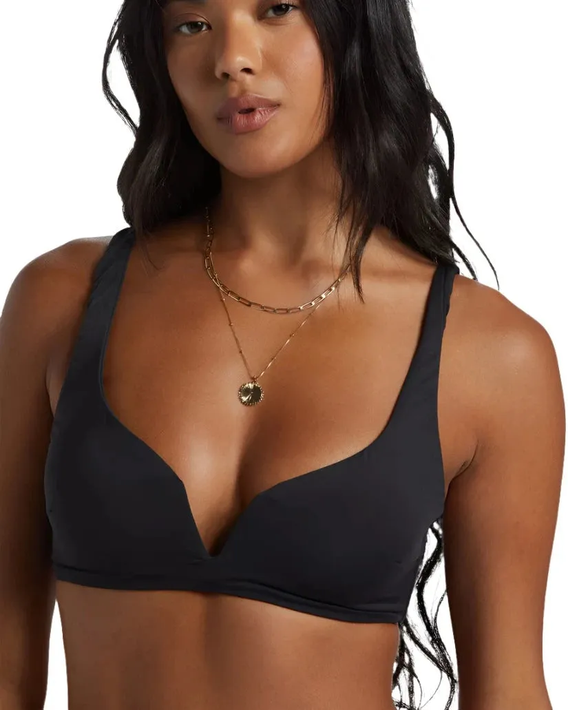 BILLABONG Women's Sol Searcher Dion Plunge Bikini Top Black Pebble