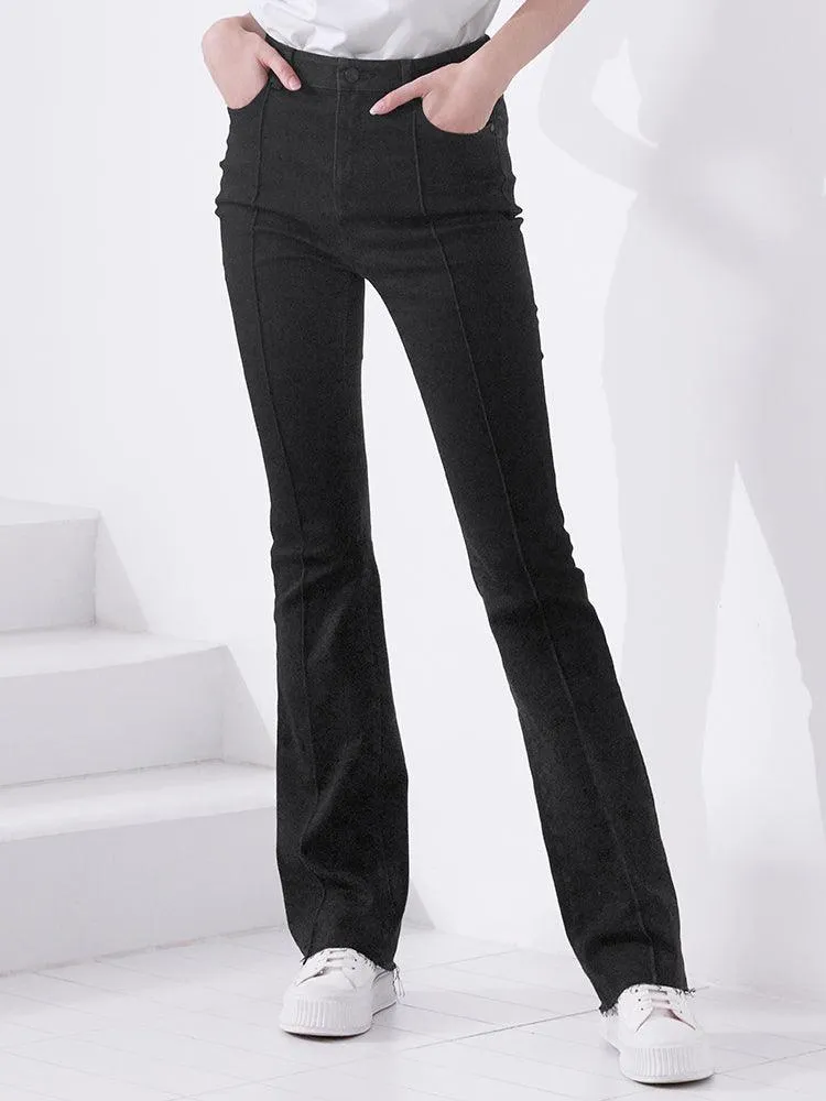 Black Denim Flared Pants