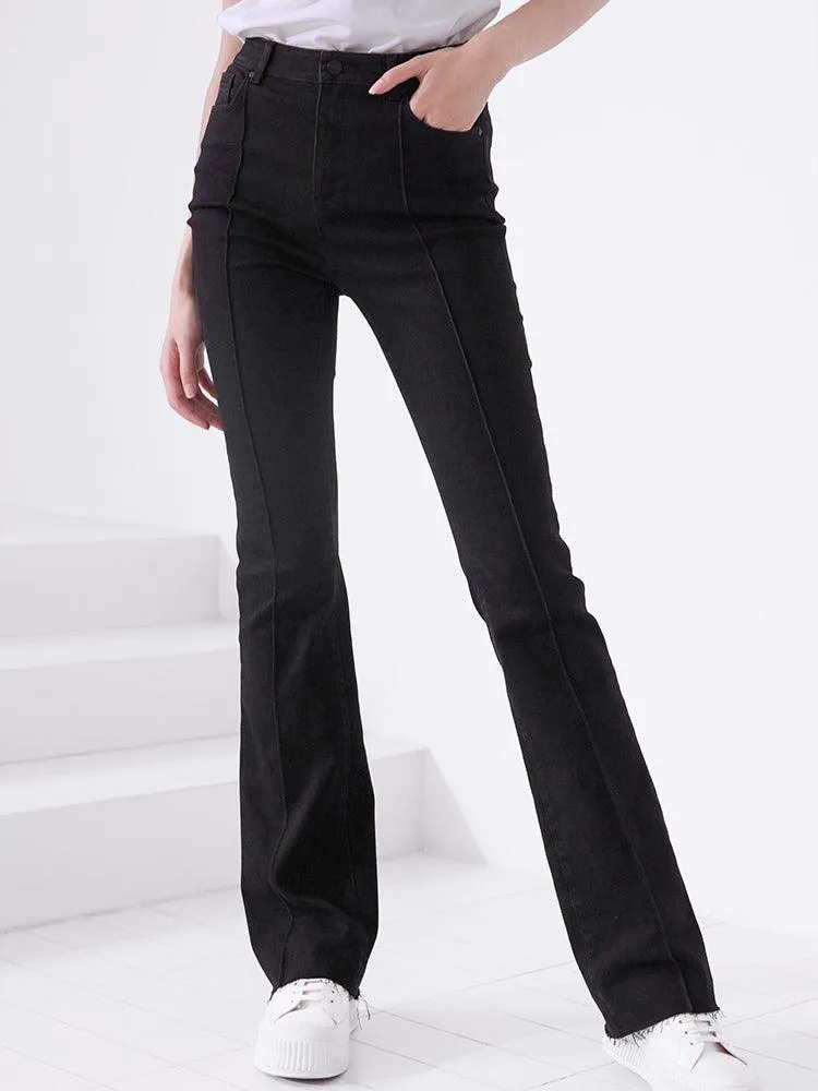 Black Denim Flared Pants