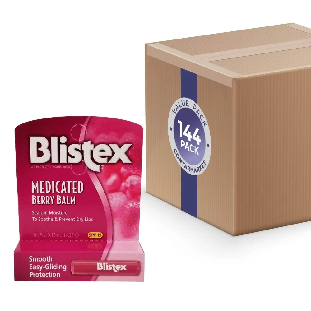 Blistex Medicated Lip Balm, SPF 15, Berry. 0.15 oz Tubes - 144  Pack