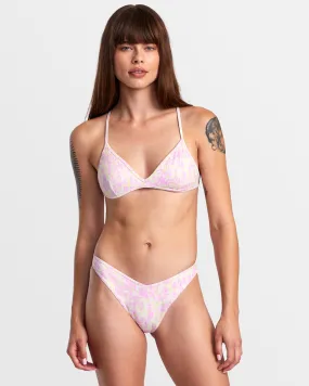 Blurred Crossback Triangle Bikini Top - Latte