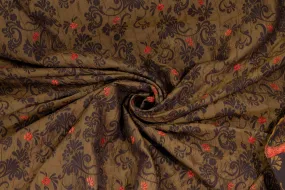 Brown Floral Crushed Italian Brocade