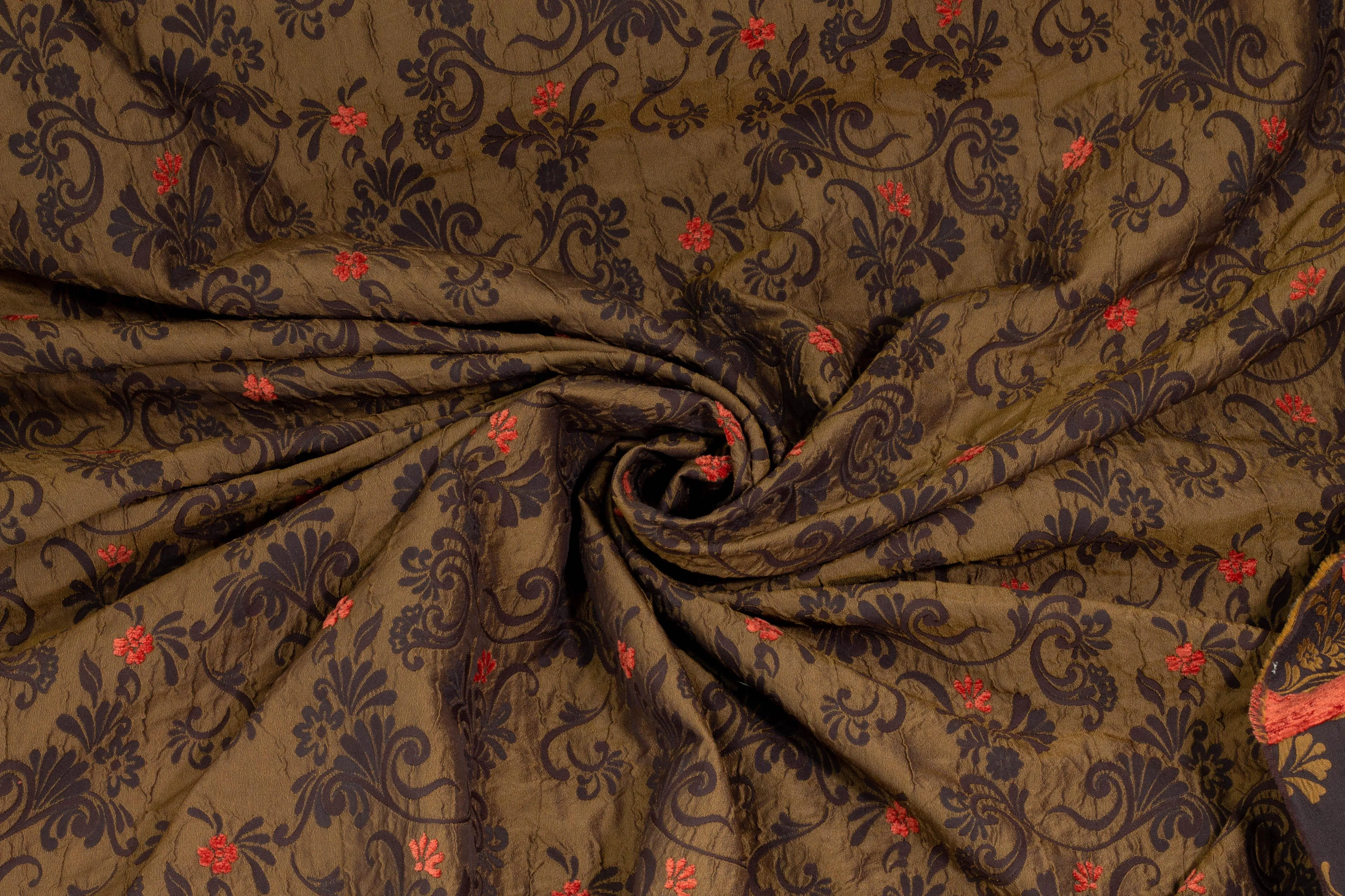 Brown Floral Crushed Italian Brocade