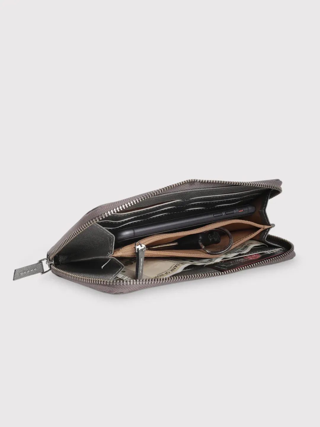 Caprese Mia Wallet Large Zip Around Gunmatel