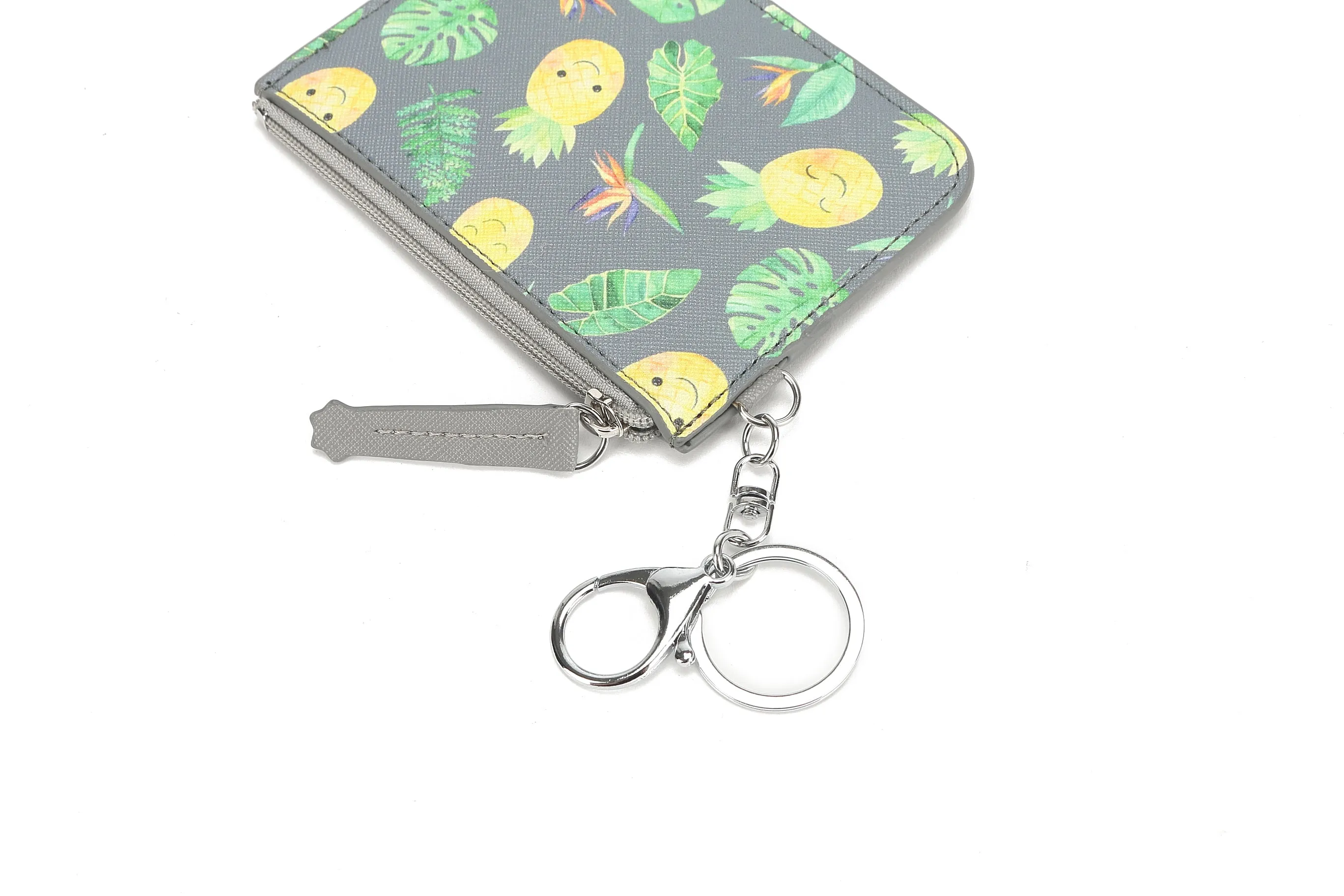 Card Case May Pineapple Monstera Grey