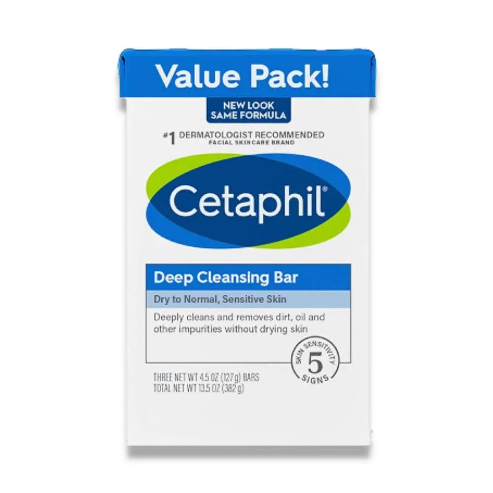 Cetaphil - Deep Cleansing Bar, 3 Pack - 4.5 Oz - 6 Pack