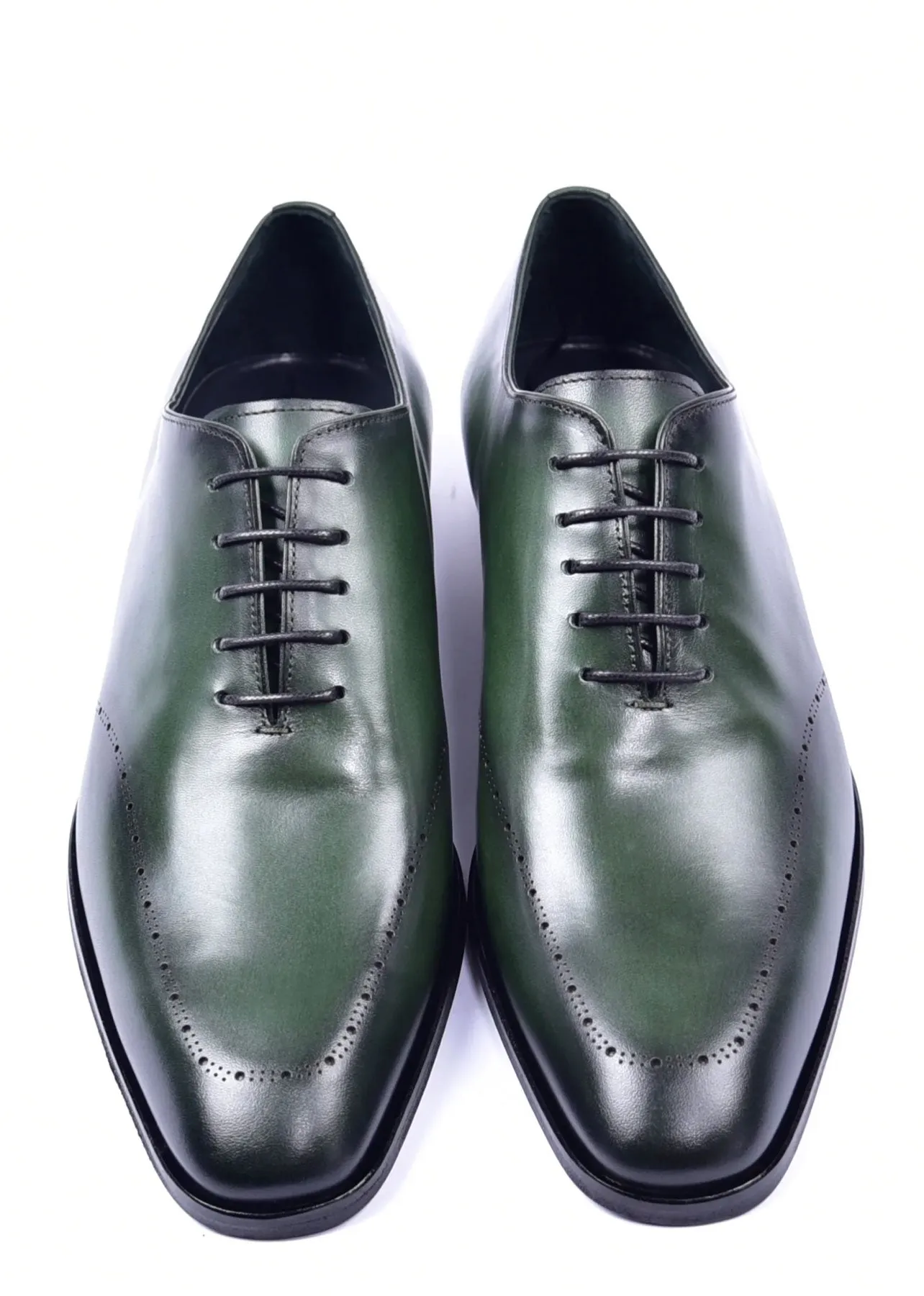 Corrente Burnished Calfskin Lace-Up Oxford Green