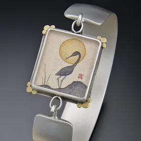 Crane Silhouette Cuff Bracelet