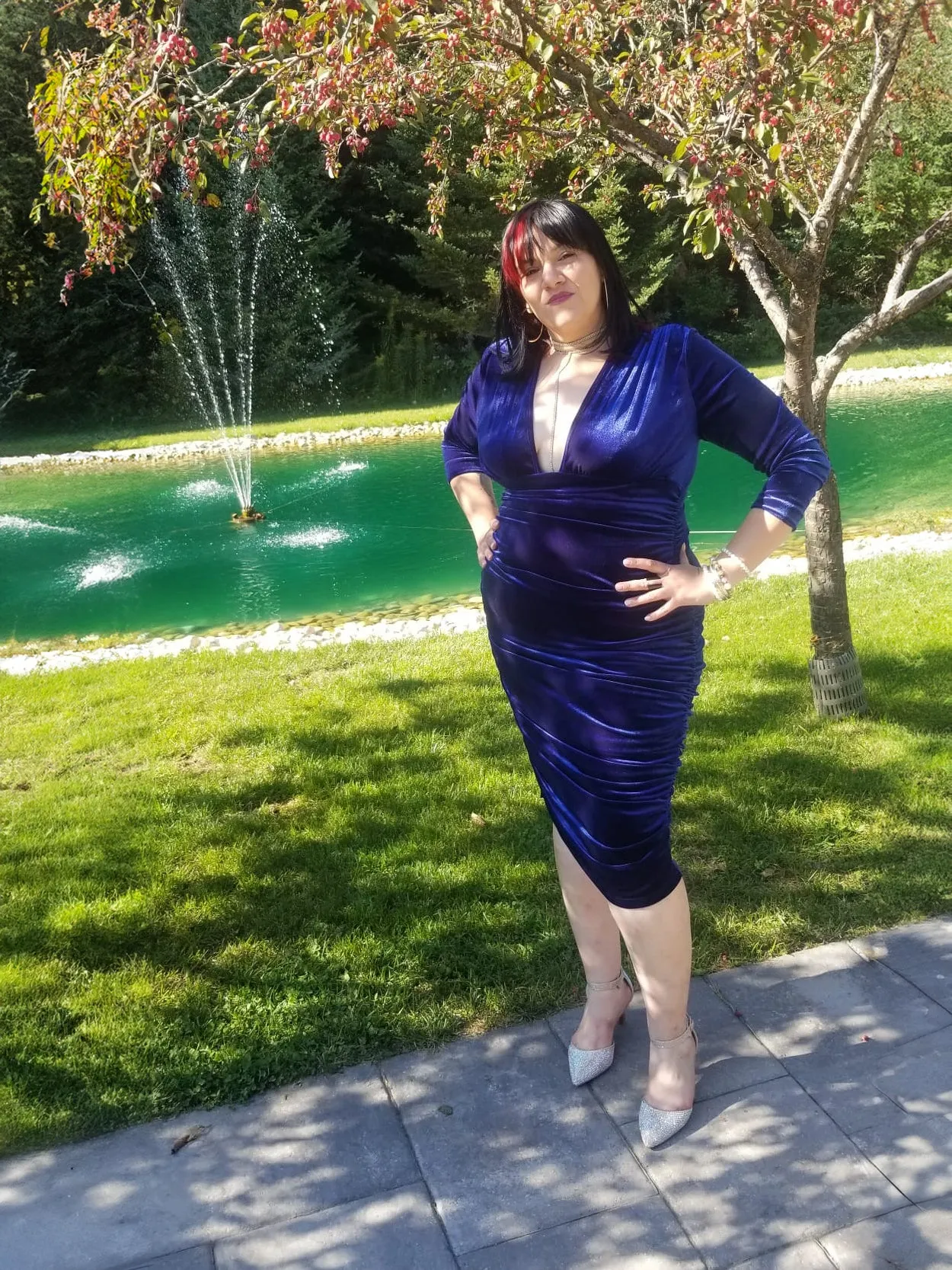 Darcy Plus Size Ruched Velvet Dress in Emerald