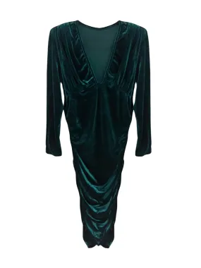 Darcy Plus Size Ruched Velvet Dress in Emerald