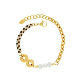 Joy Waterproof Infinity CZ Pearl Bracelet 18K Gold Plating