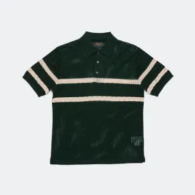 Knit Polo Mesh Stripe - Green