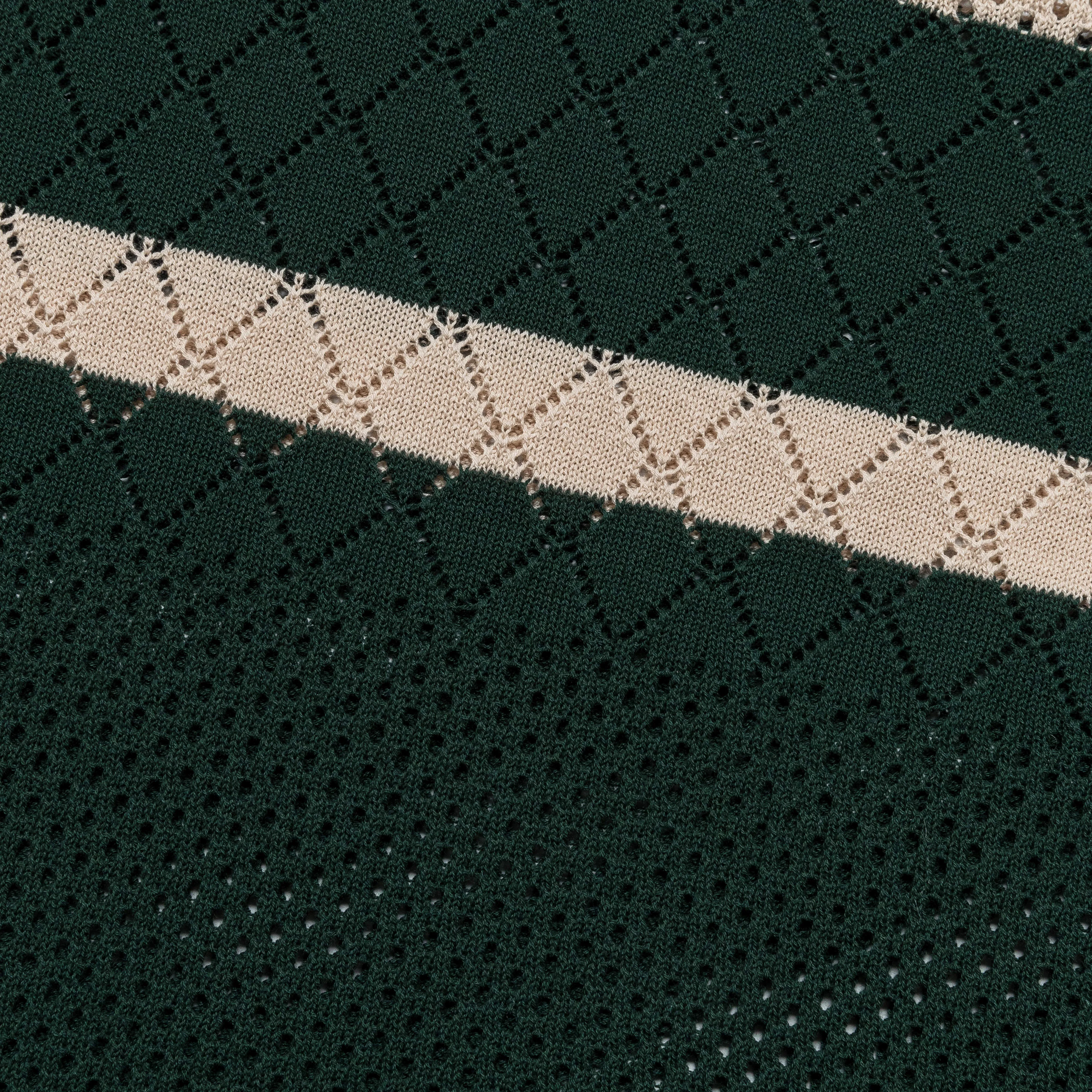 Knit Polo Mesh Stripe - Green