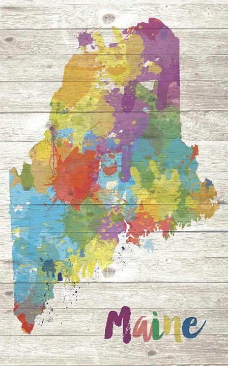 Maine Paint Splatter Silhouette