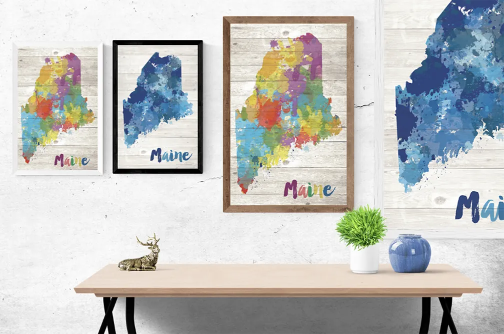 Maine Paint Splatter Silhouette