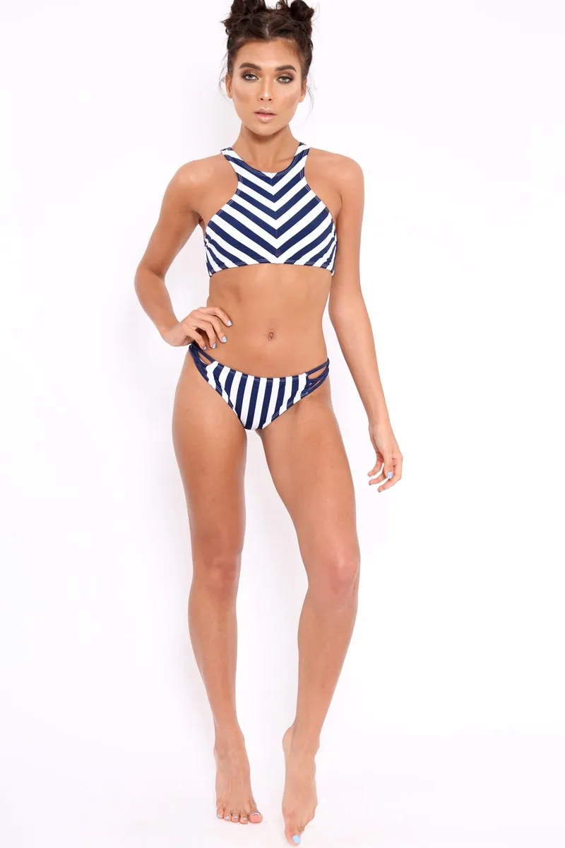 Navy and White Chevron Bikini - Jeneva