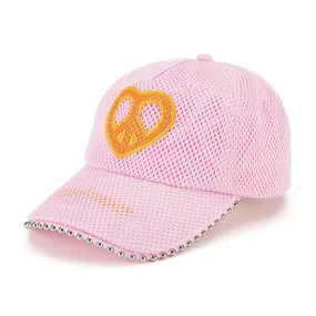 Peace Heart Mesh Denim Cap - Pink and Orange