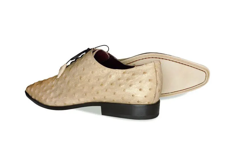 Pelle Exotics Ostrich Quill Lace-Up Oxford Taupe