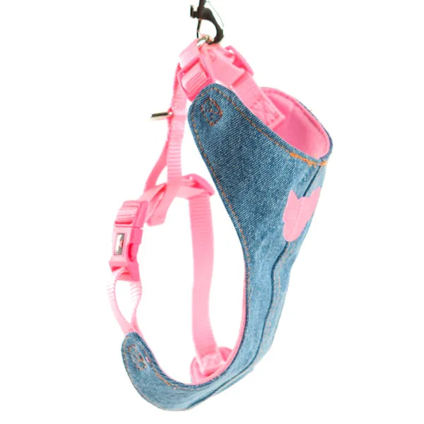 Pink Toy Doggie - Denim Pet Harness