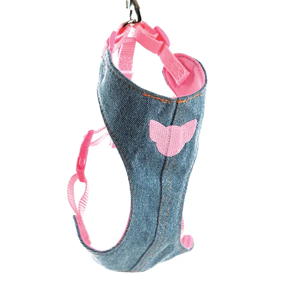 Pink Toy Doggie - Denim Pet Harness