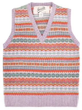 Pure Scottish Wool Fairisle Knit Tank Top in Confetti Lilac