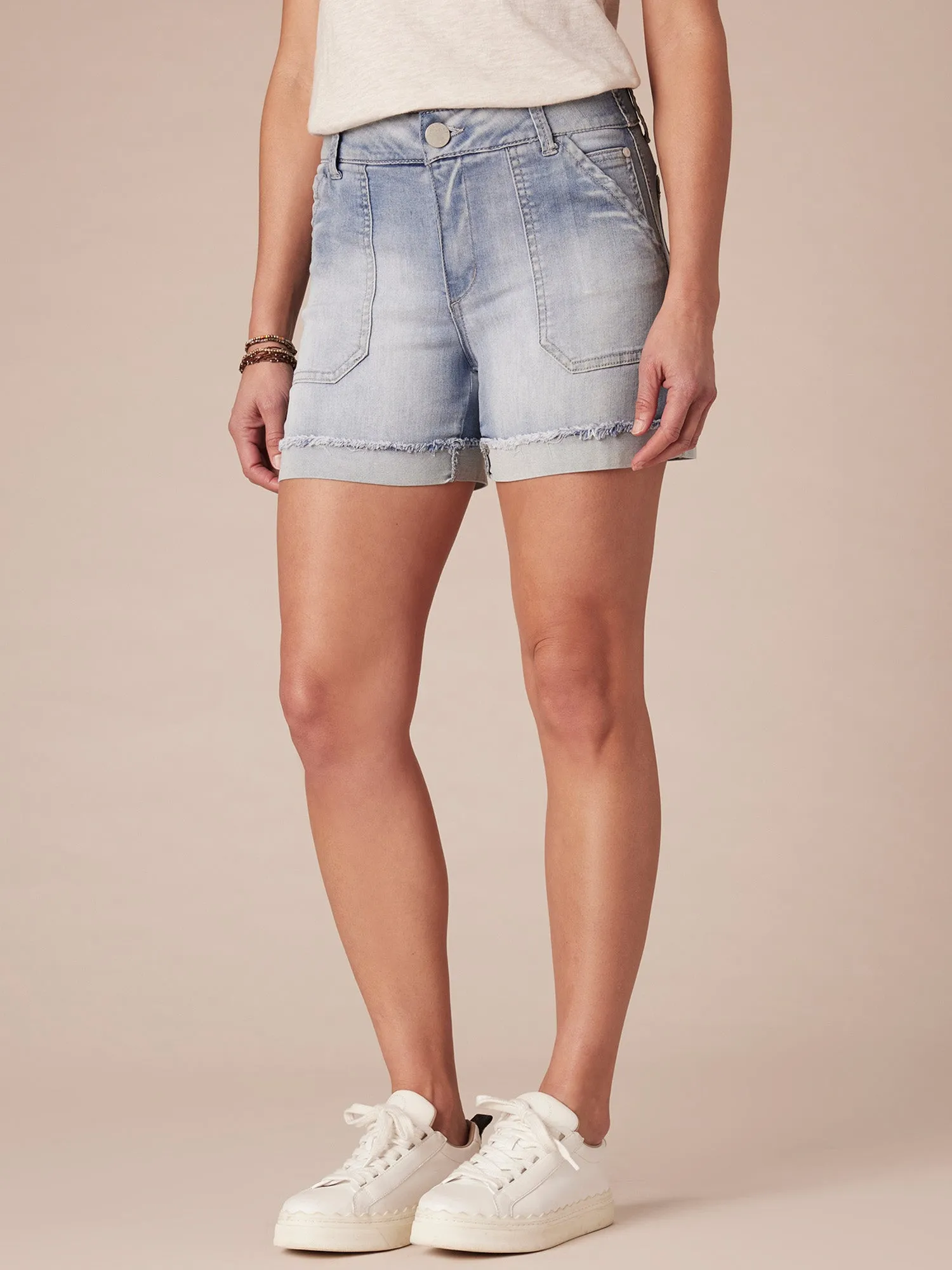 "Ab"solution® Light Blue Denim High Rise Utility Shorts