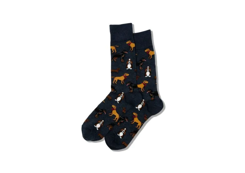 "Multi Dogs" Cotton Crew Socks by Hot Sox - Large