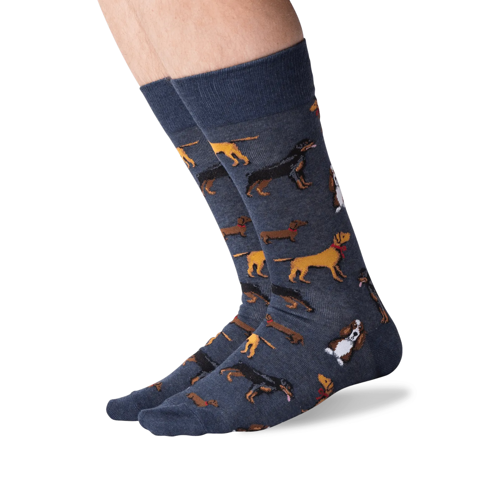 "Multi Dogs" Cotton Crew Socks by Hot Sox - Large