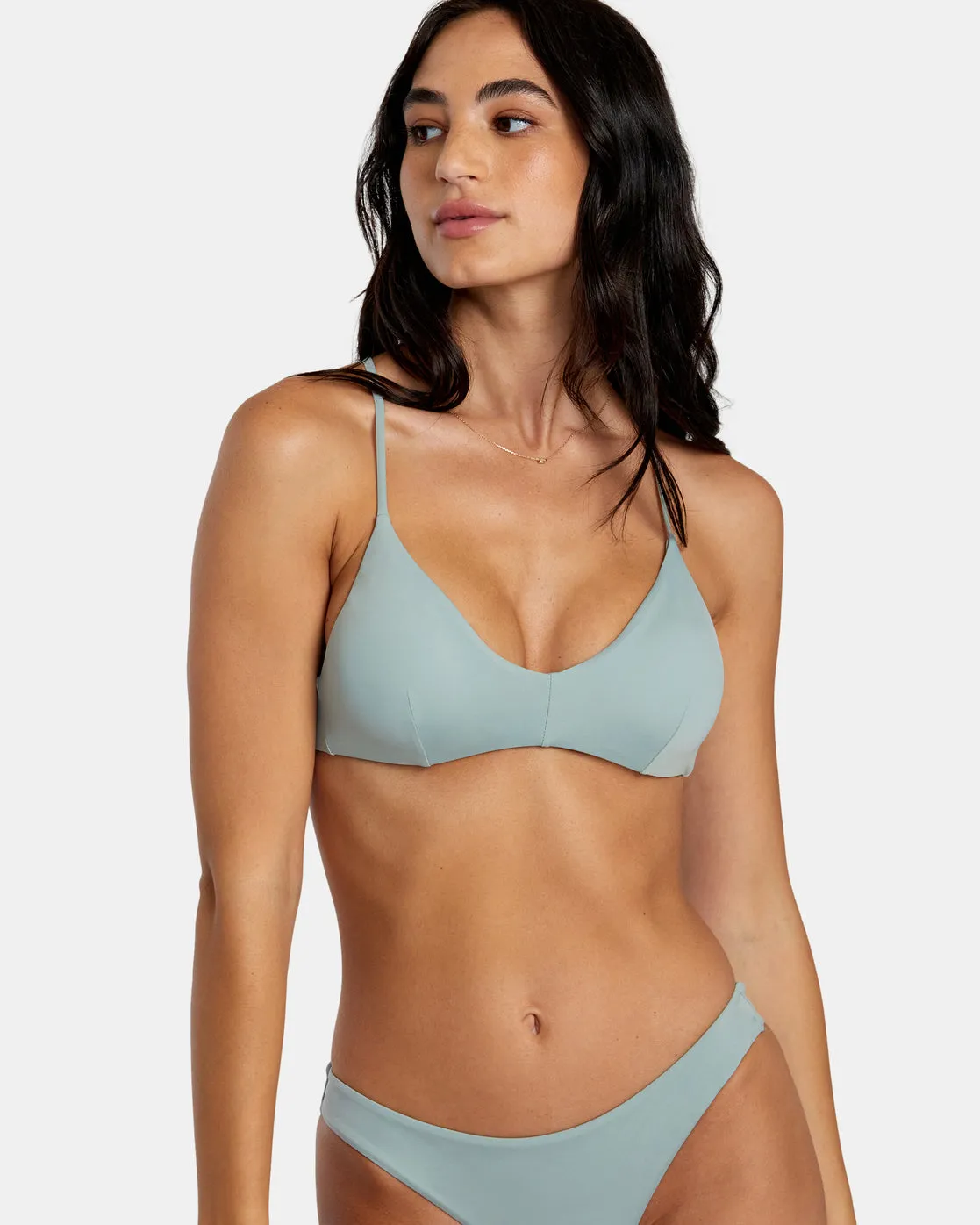 Solid Crossback Bikini Top - Shale