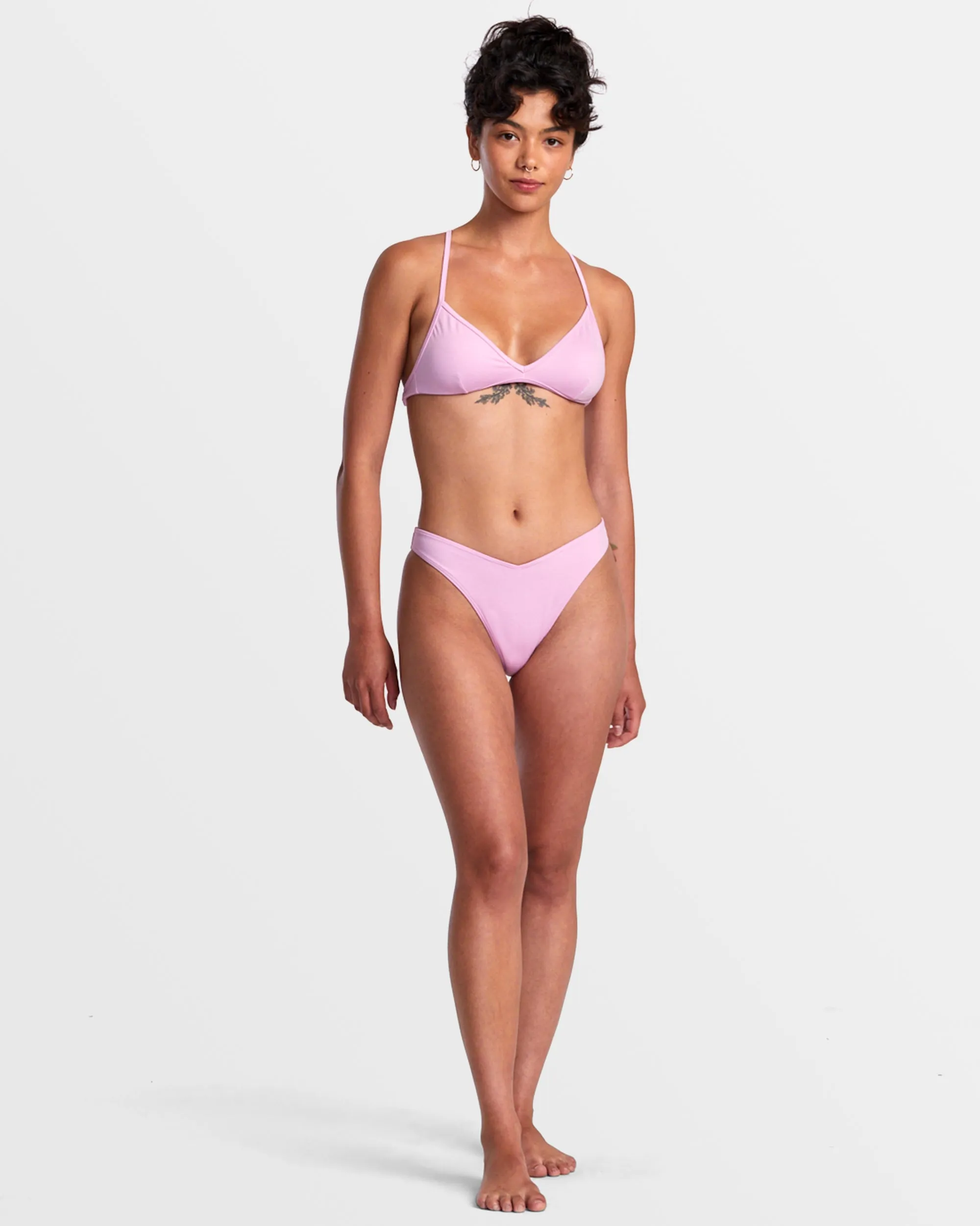 Solid Triangle Crossback Bikini Top - Pastel Lavender