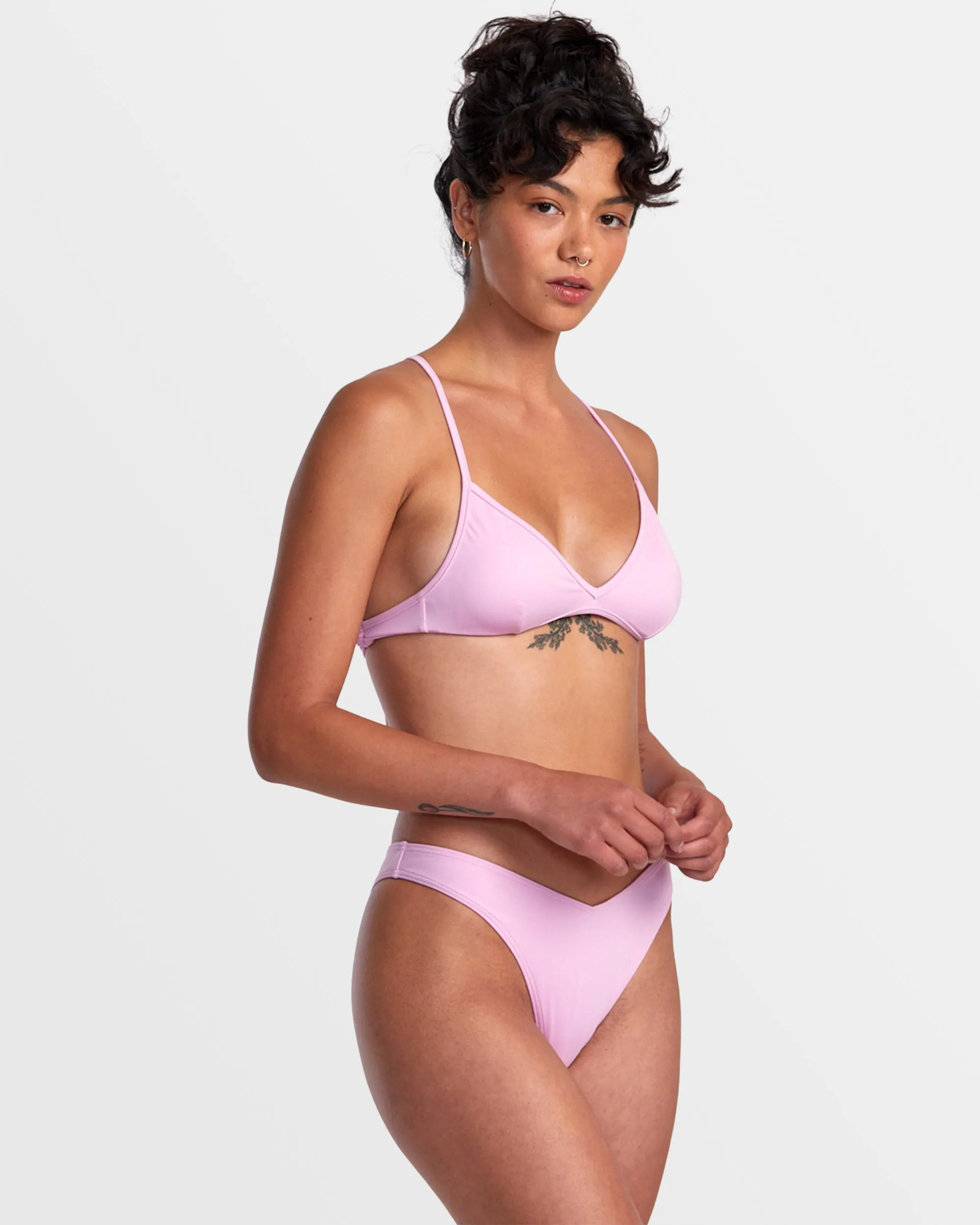 Solid Triangle Crossback Bikini Top - Pastel Lavender