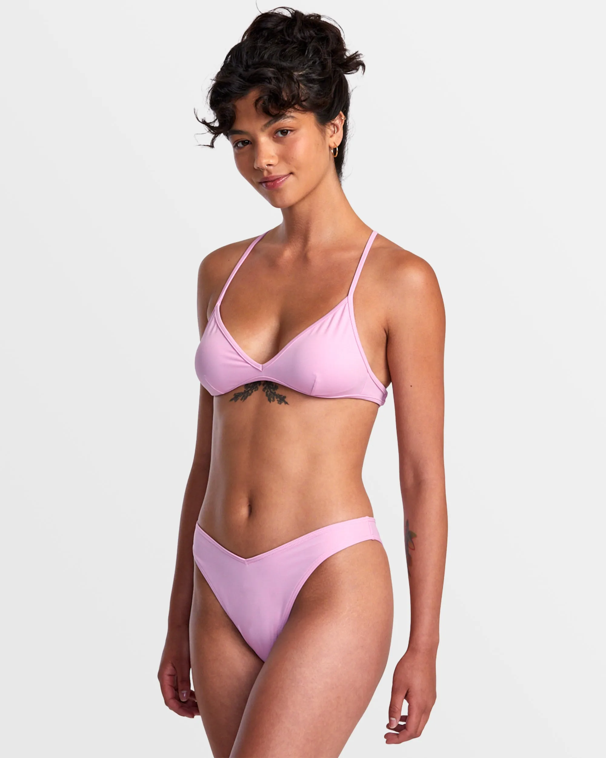 Solid Triangle Crossback Bikini Top - Pastel Lavender