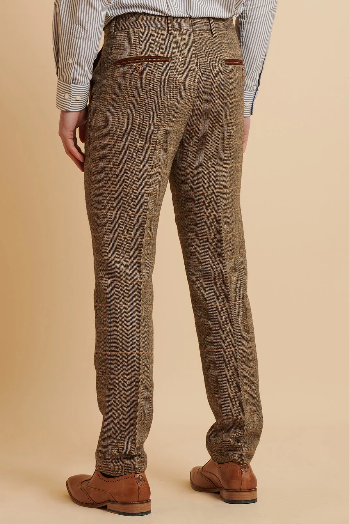 TED - Tan Tweed Check Three Piece Suit