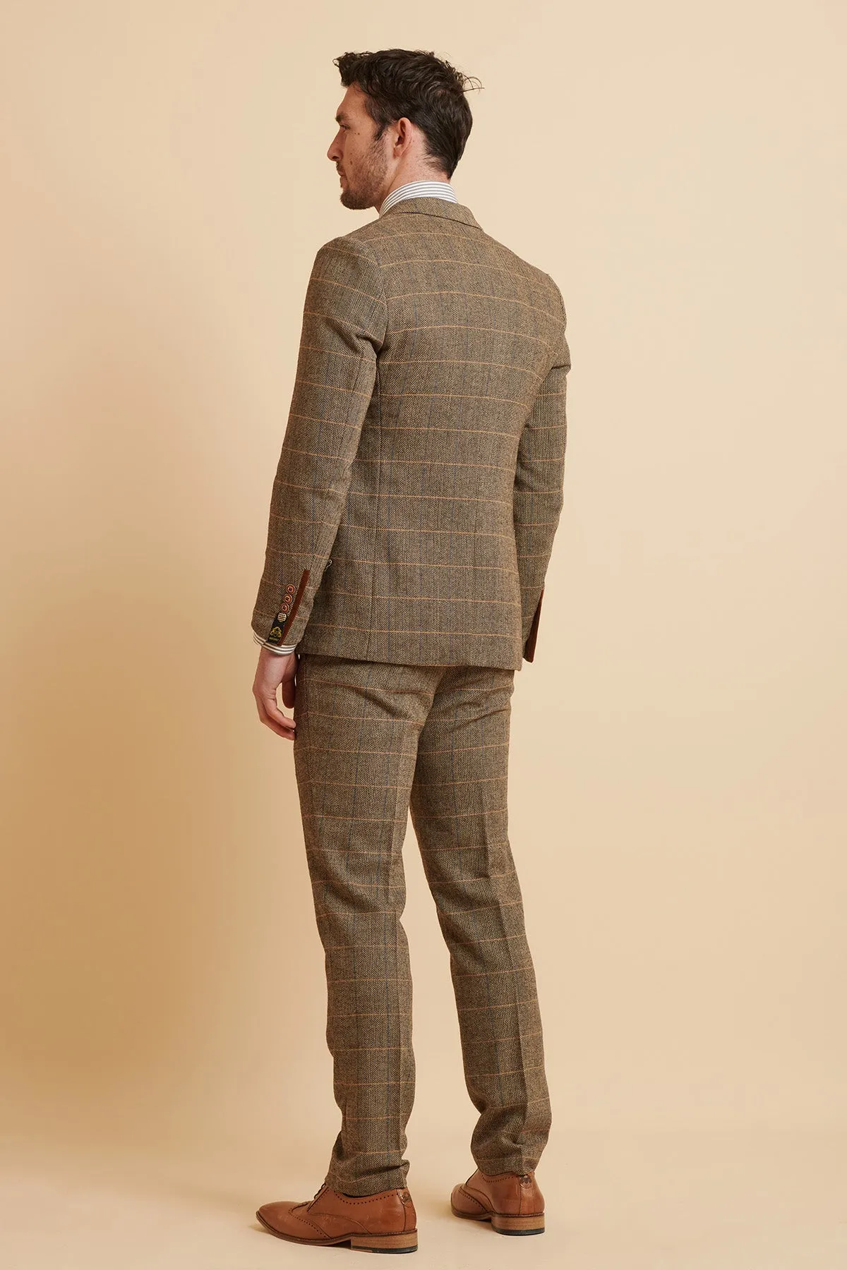 TED - Tan Tweed Check Three Piece Suit