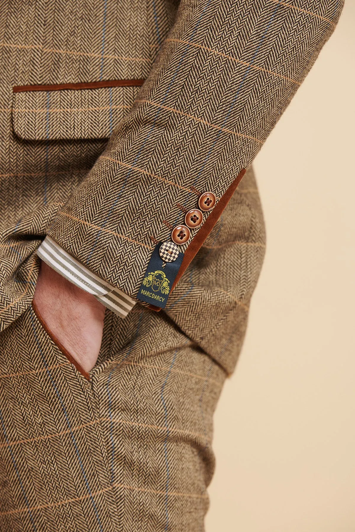 TED - Tan Tweed Check Three Piece Suit