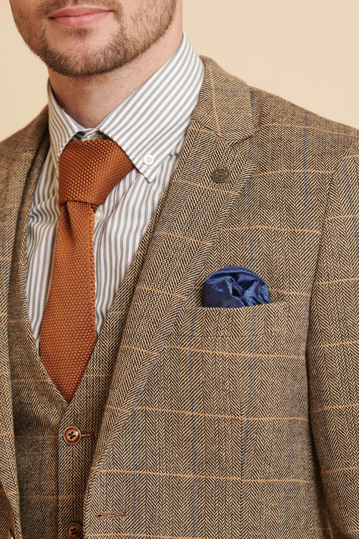 TED - Tan Tweed Check Three Piece Suit