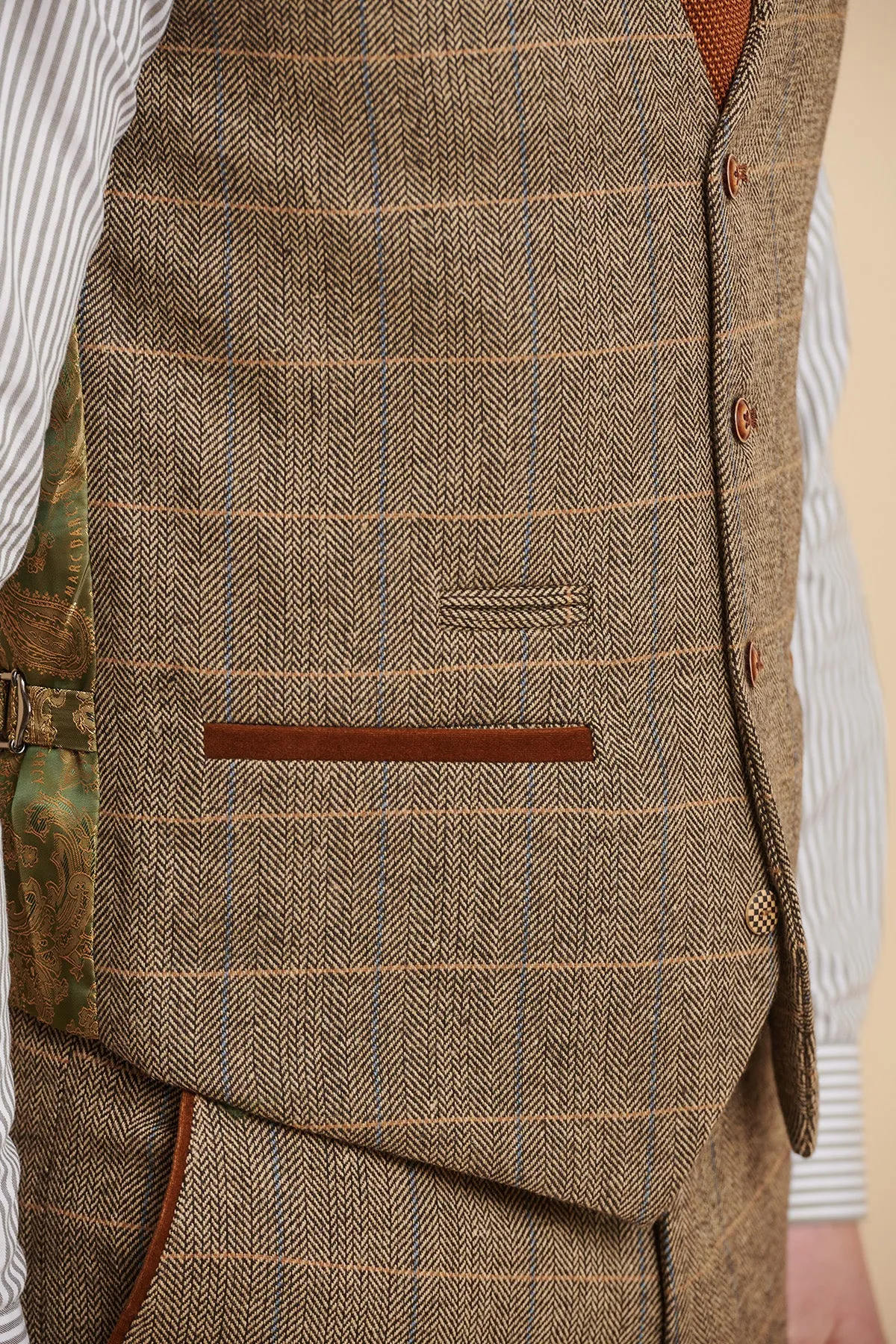 TED - Tan Tweed Check Three Piece Suit