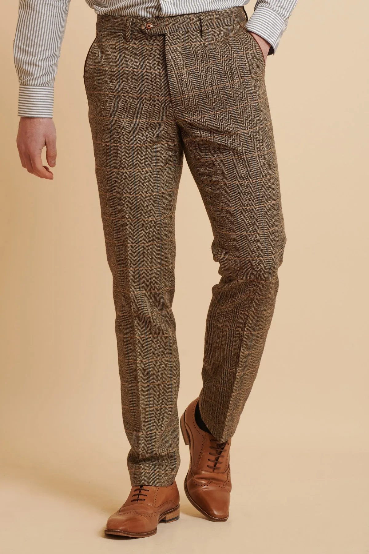 TED - Tan Tweed Check Three Piece Suit